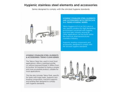 Hygienic stainless steel elements and accessories
